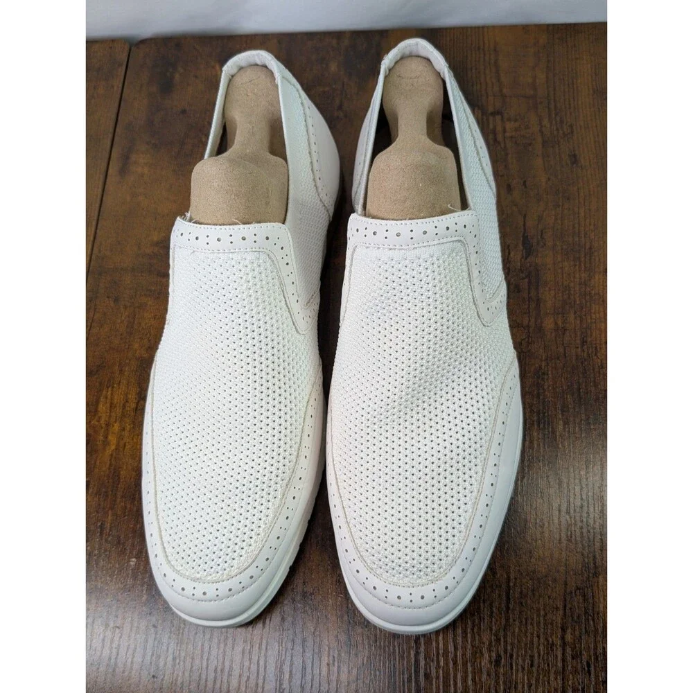Brooklyn 718 Men's Slip On Mesh Loafers White Casual Comfort Shoes Size 11.5